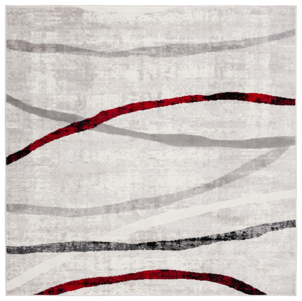 Safavieh Skyler 112 Power Loomed 55% Polypropylene, 40% Jute, 5% Polyester Modern Rug Ivory Grey / Red SKY112P-9