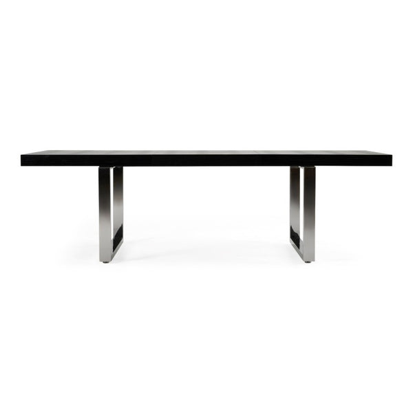 VIG Furniture Skyline Black Crocodile Lacquer Extendable Dining Table — Modern 71"/100" Luxe Top With Stainless Legs VGUNAC803-255-B