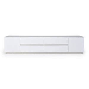 VIG Furniture Skyline White Crocodile Tv Stand With Semi-Gloss Lacquer, Stainless Accents & Ample Hidden Storage VGUNAK588-230