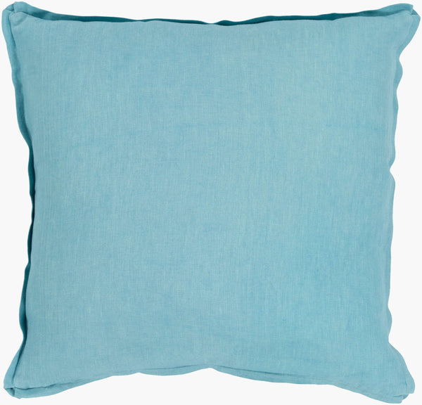 Surya Solid Accent Pillow - 18"L X 18"W Premium Linen For Timeless French Country Style & Cozy Comfort Pale Blue Linen,Linen Sl014-1818p