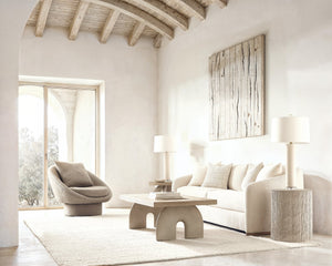 Bernhardt Bernhardt Antibes Cocktail Table — Sculptural Arched Concrete Supports With Roz Oak Top, Rustic Modern Appeal 350022