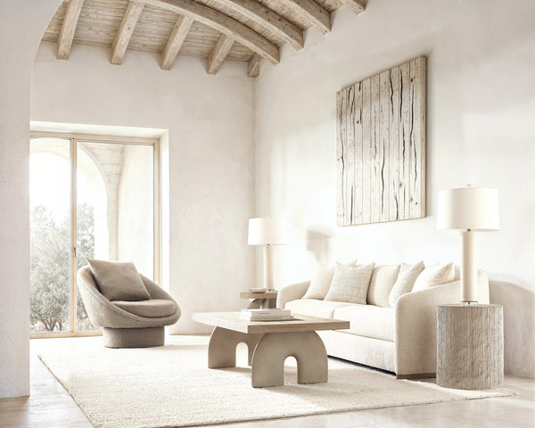 Bernhardt Bernhardt Antibes Cocktail Table — Sculptural Arched Concrete Supports With Roz Oak Top, Rustic Modern Appeal 350022