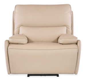 Hooker Furniture Kramer Zero Gravity Power Recliner In Oslo Ivory Leather With Usb Port, Bustle Back, Metal Base Beige SS719-PHZ1-012