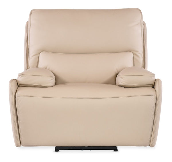 Hooker Furniture Kramer Zero Gravity Power Recliner In Oslo Ivory Leather With Usb Port, Bustle Back, Metal Base Beige SS719-PHZ1-012