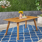 Christopher Knight Home® Downey 71 Outdoor Dining Table - Acacia Wood, Iron Accents, Teak Finish | 70.75 x 34.50 x 30.00