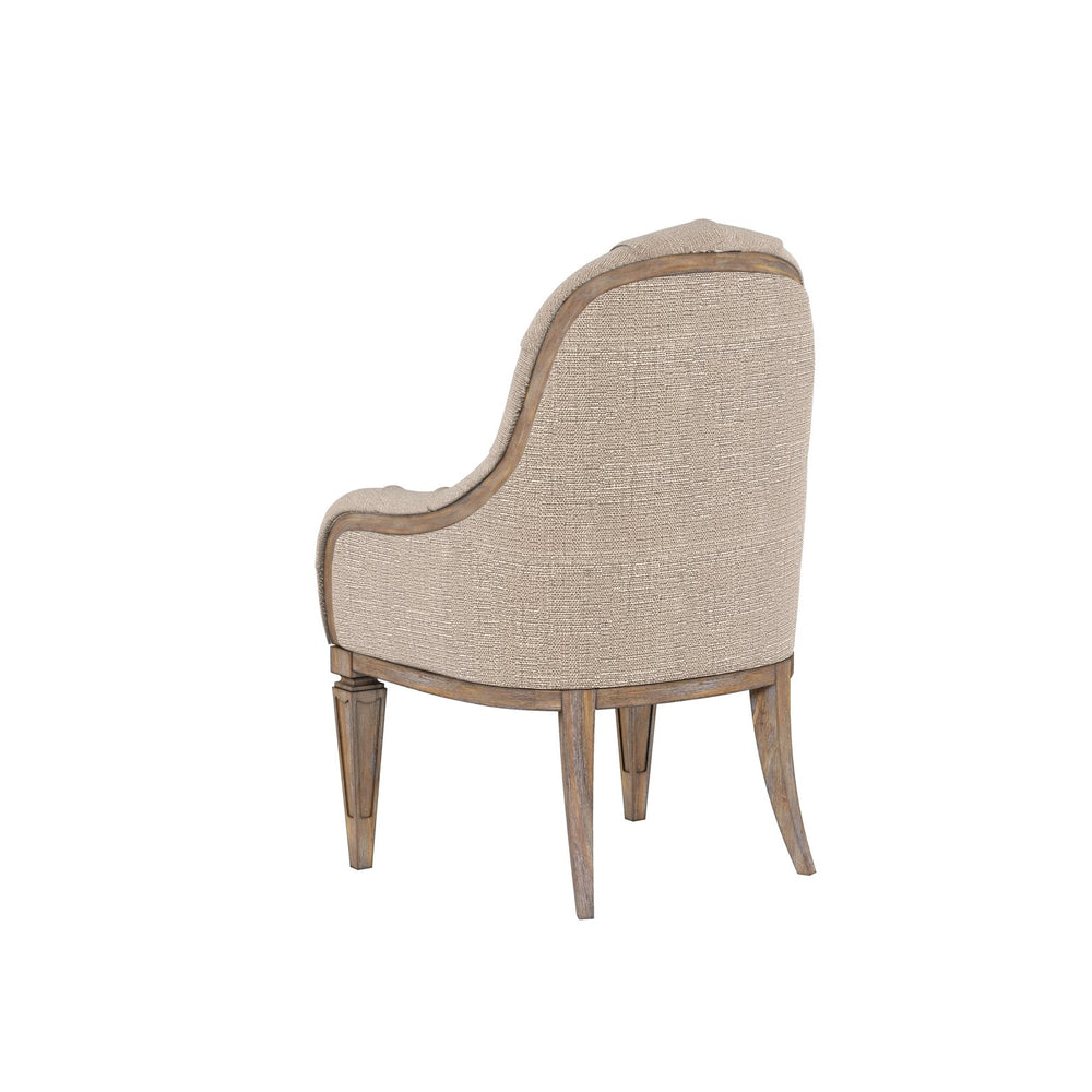 A.R.T. Furniture Architrave Upholstered Arm Chair - Elegant Almond Finish, Timeless Tufted Design, Versatile Comfort Brown Material, Parawood Solids,Foam,Fabric 277207-2608