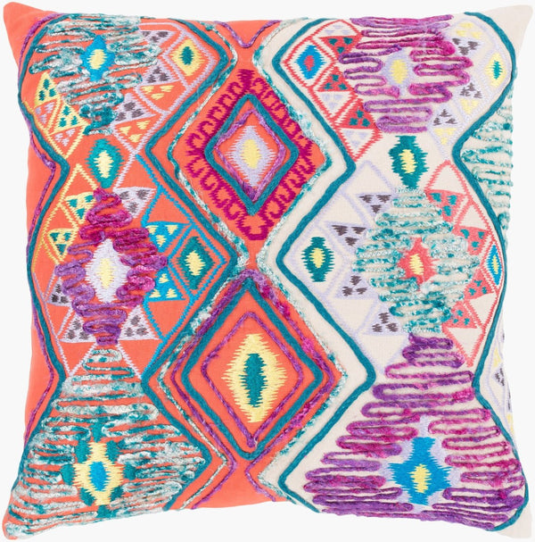Surya Splendid Woven Cotton Square Accent Pillow with Global Pattern for Bohemian Interiors SLD003-2222