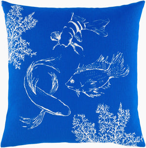 Surya Sea Life Slf-004 18" Square Accent Pillow - Whimsical Cotton Decor For Home, Easy Care & Unique Style Dark Blue Cotton,Cotton Slf005-1818d