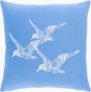 Surya Sea Life Slf-004 18" Square Accent Pillow - Whimsical Cotton Decor For Home, Easy Care & Unique Style Sky Blue Cotton,Cotton Slf006-1818p