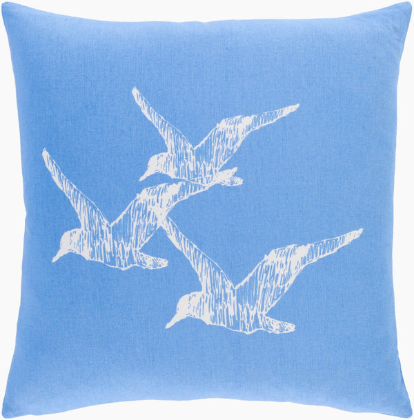 Surya Sea Life Slf-004 18" Square Accent Pillow - Whimsical Cotton Decor For Home, Easy Care & Unique Style Sky Blue Cotton,Cotton Slf006-1818p