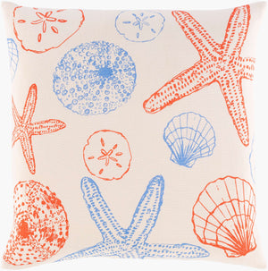 Surya Sea Life Slf-004 18" Square Accent Pillow - Whimsical Cotton Decor For Home, Easy Care & Unique Style Cream Cotton,Cotton Slf008-1818