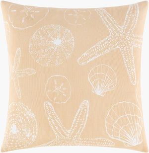 Surya Sea Life Slf-004 18" Square Accent Pillow - Whimsical Cotton Decor For Home, Easy Care & Unique Style Beige Cotton,Cotton Slf009-1818