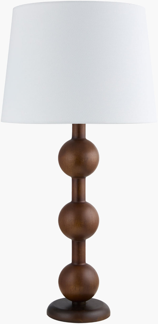 Livabliss Saline Rubberwood Base Table Lamp with Double Linen Shade for Bedroom or Living Room SLI-004