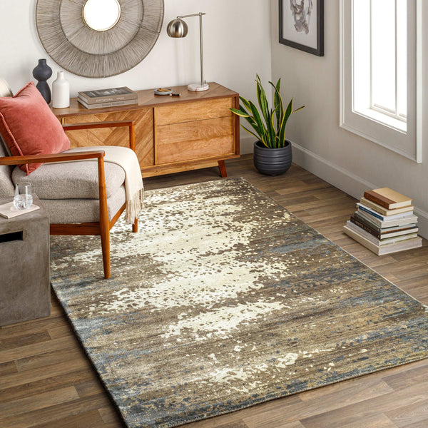 Surya Slice Of Nature Sli-6400 Handmade 2' X 3' Mid-century Modern Rug - Luxurious Wool & Viscose Design Charcoal Wool,Viscose Sli6404-23