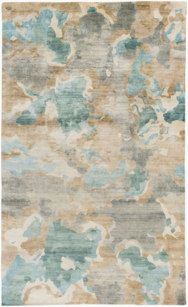 Surya Slice Of Nature Sli-6400 Handmade 2' X 3' Mid-century Modern Rug - Luxurious Wool & Viscose Design Pale Blue Wool,Viscose Sli6407-58