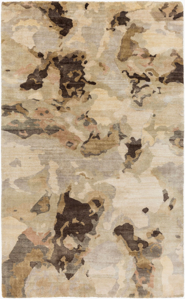 Surya Slice Of Nature Sli-6400 Handmade 2' X 3' Mid-century Modern Rug - Luxurious Wool & Viscose Design Light Beige Wool,Viscose Sli6408-58