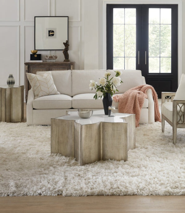 Hooker Furniture Sanctuary Jewel-Finish Flower Cocktail Table With Meringue Glass Top, Gold-Champagne Accents & Casters 5875-80210-95