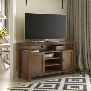English Elm Amherst 54" Solid Wood Tv Media Stand In Medium Saddle Brown With Storage, Style & Durability B136P158377
