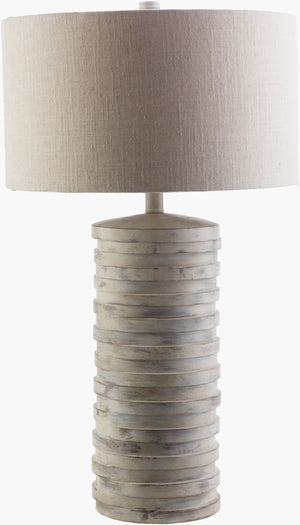 Surya Sulak Modern 28" Accent Table Lamp - Sleek Minimalist Design With Beige Shade For Contemporary Decor Body, Light Gray,Finial, Light Gray,Harp, Metallic ,Nickel Resin,Cotton Slk405-tbl