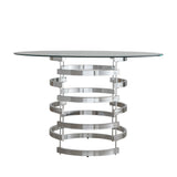 Homelegance By Top-Line Pierce Vortex Base Dining Table Chrome Metal