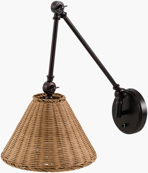Livabliss Semilla Rattan Shade Iron Wall Sconce Rustic Organic Accent Light for Living Room SLL-002