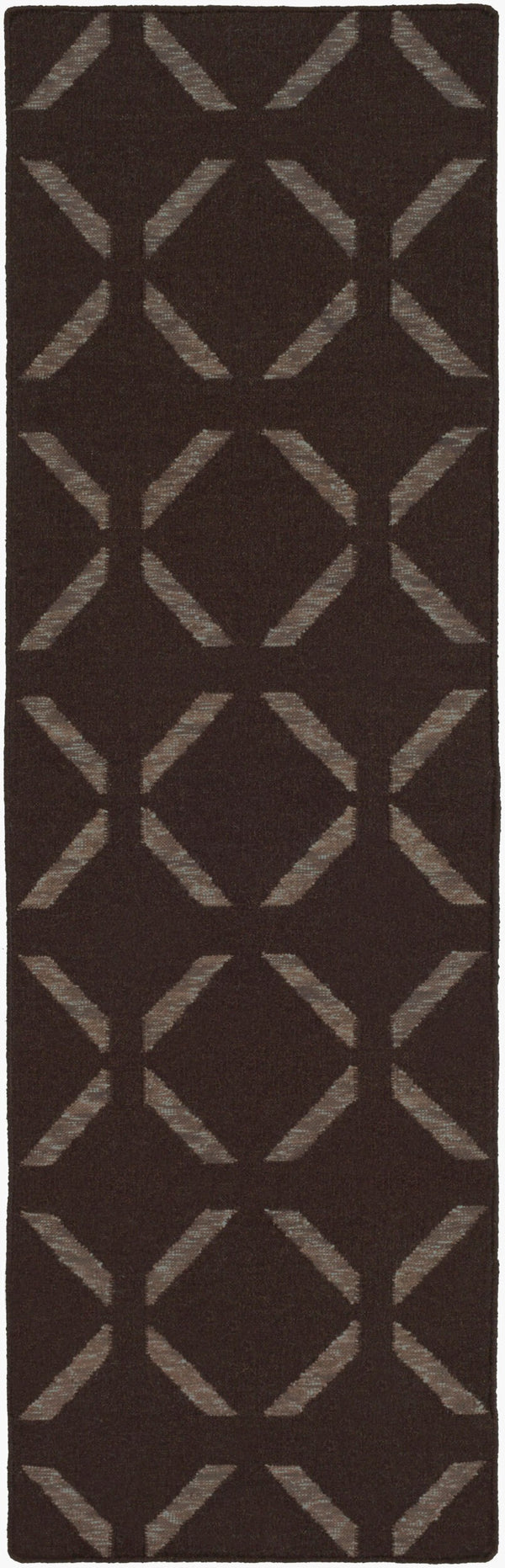 Surya Stallman Slm-1000 2'6" X 8' Handmade Durable Rug – Modern Decor With Natural Charm, Spot Clean Only! Dark Brown Wool,Viscose,Cotton Slm1016-268