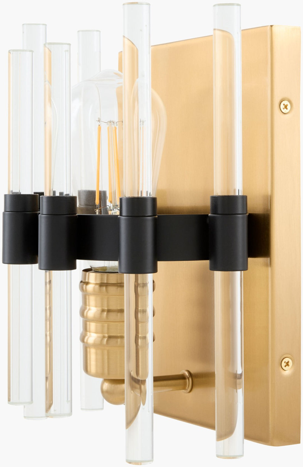 Surya Solenne Metal and Glass Wall Sconce Warm Ambient Light for Hallways and Entryways SLNE-004
