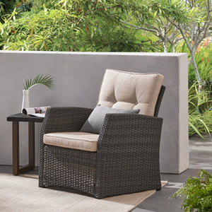 English Elm Christopher Knight Home® - ST MARTA SINGLE SOFA Grey PE Rattan Armchair with Waterproof Cushions, Button-Tufted, Weather-Resistant 57723.00GRY