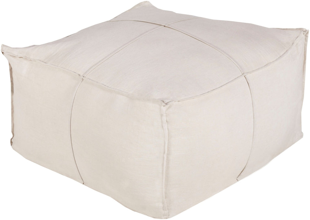 Livabliss Solid Linen Blend Round Pouf Handcrafted Woven Texture for Cottage Farmhouse Living SLPH-001