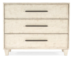 Hooker Furniture Melange Textured Cream Three-Drawer Chest With Antique Pewter Pulls, Distressed Maple Veneer Storage 628-85652-05
