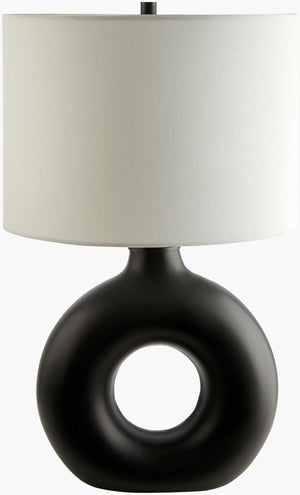 Surya Solara Elegant 25" Ceramic & Iron Accent Table Lamp With Classic Cotton Shade For Cozy Ambiance Body, Black,Shade, White,Finial, Black,Harp, Metallic ,Brass,Cord, Translucent Ceramic,Iron,Cotton,Iron Slr-002