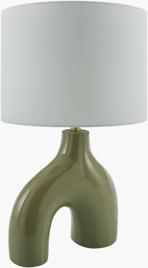 Livabliss Solara Ceramic Iron Base Table Lamp Cotton Shade Warm Glow Cottage Bedroom Accent SLR-004