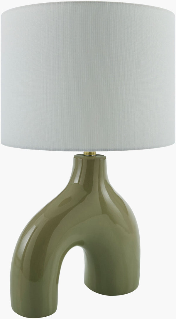Livabliss Solara Ceramic Iron Base Table Lamp Cotton Shade Warm Glow Cottage Bedroom Accent SLR-004