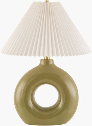 Livabliss Solara Ceramic Arts and Crafts Table Lamp with Drum Shade for Bedside Ambiance SLR-025