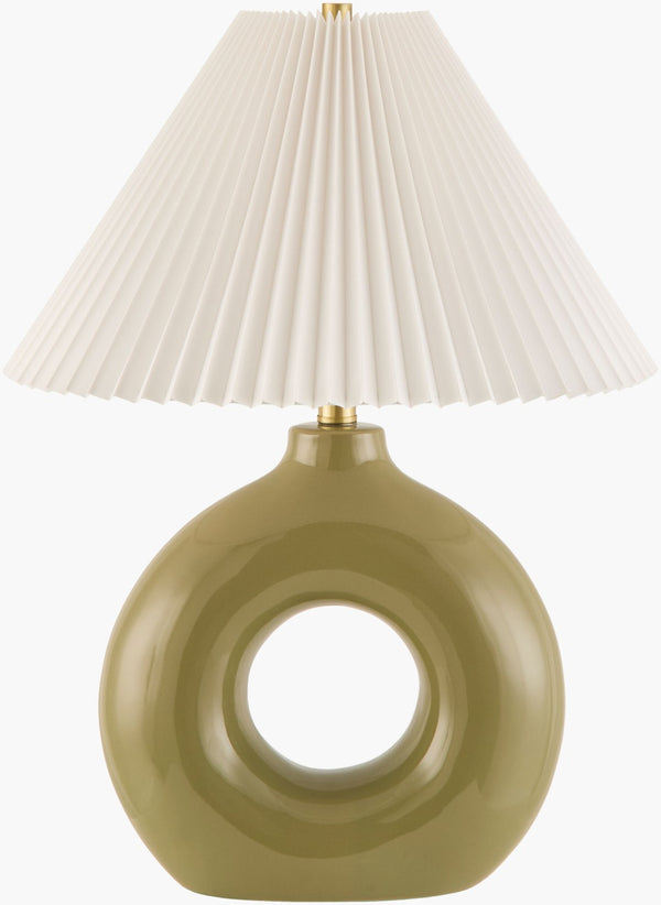 Livabliss Solara Ceramic Arts and Crafts Table Lamp with Drum Shade for Bedside Ambiance SLR-025