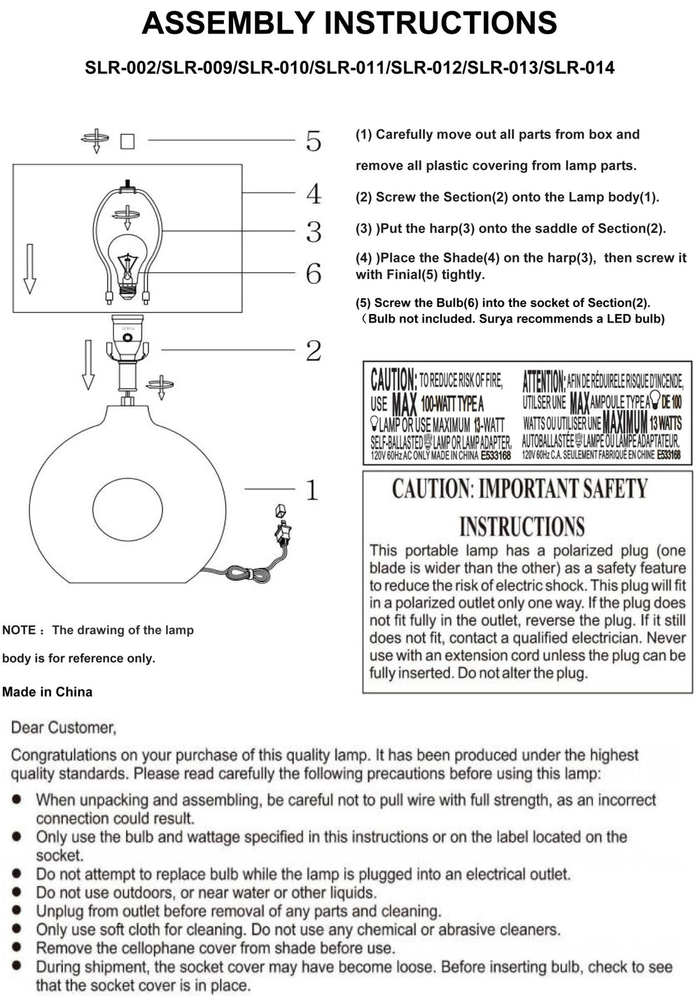 Surya Solara Elegant 25" Ceramic & Iron Accent Table Lamp With Classic Cotton Shade For Cozy Ambiance Body, Black,Shade, White,Finial, Black,Harp, Metallic ,Brass,Cord, Translucent Ceramic,Iron,Cotton,Iron Slr-002