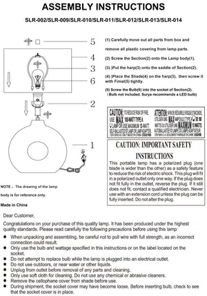 Surya Solara Elegant 25" Ceramic & Iron Accent Table Lamp With Classic Cotton Shade For Cozy Ambiance Body, Black,Shade, White,Finial, Black,Harp, Metallic ,Brass,Cord, Translucent Ceramic,Iron,Cotton,Iron Slr-002