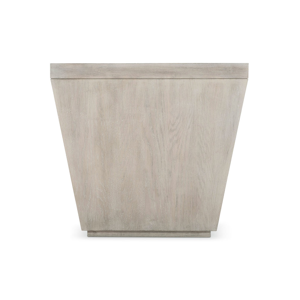 Bernhardt Bernhardt Cerused Greige Landers End Table — Sculptural White Oak Square Side Table With Triangular Pattern (26") 534122