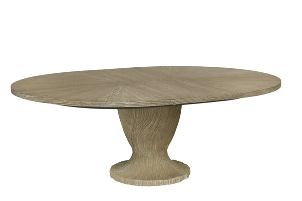 A.R.T. Furniture Tamarac Round Dining Table - Dusky Brindle Finish, Extends To 82”, Seating For 4-6, Unique Base Design Beige, Beige Material, Parawood Solids,Oak Veneer,Resin 267225-2352