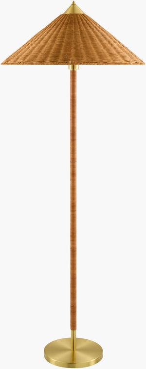 Surya Selvaya Woven Rattan Felt Shade Standing Floor Lamp for Coastal Bohemian Living Rooms SLVY-001