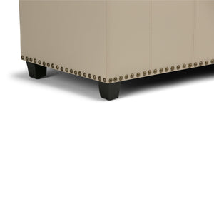 English Elm Amelia Storage Ottoman Bench with Hidden Compartment, Nailhead Trim, Stitched Faux Leather Seat Beige B136P159107