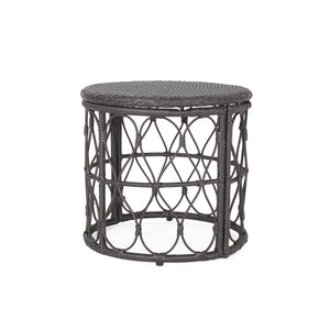 English Elm Christopher Knight Home® - BRUCE Rattan Side Table with Wicker Weave Top, Boho Outdoor Accent, Durable Polyethylene, 19.75" H Grey 70418.00GRY
