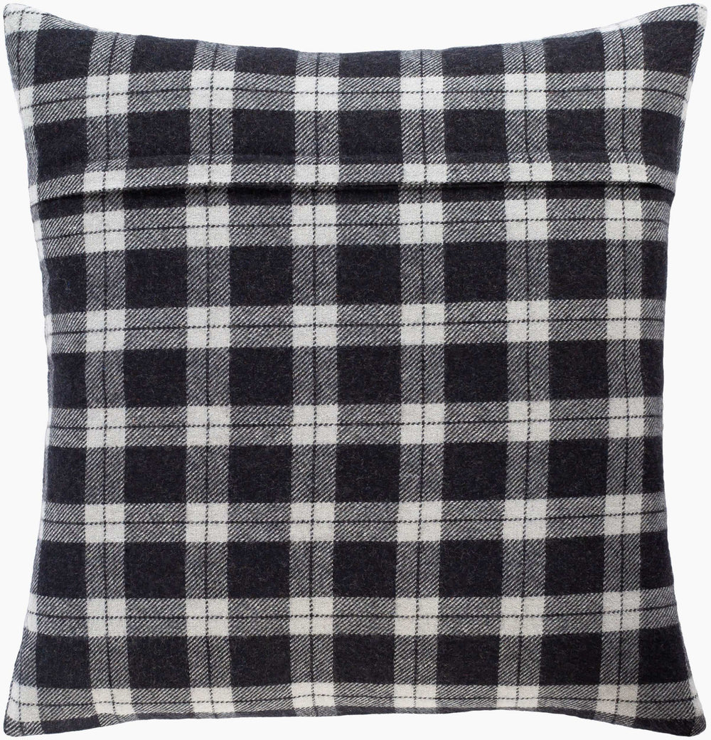 Surya Stanley Luxurious 18" Accent Pillow - Elegant Home Decor, Soft Polyester Blend, Easy Care Design Black Polyester,Wool,Nylon,Polyester,Wool,Nylon Sly003-2222p