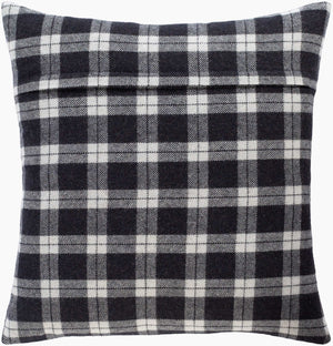 Surya Stanley Luxurious 18" Accent Pillow - Elegant Home Decor, Soft Polyester Blend, Easy Care Design Black Polyester,Wool,Nylon,Polyester,Wool,Nylon Sly003-2222p