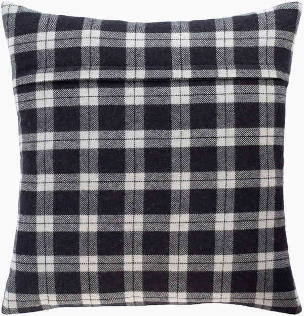 Surya Stanley Luxurious 18" Accent Pillow - Elegant Home Decor, Soft Polyester Blend, Easy Care Design Black Polyester,Wool,Nylon,Polyester,Wool,Nylon Sly003-2222p