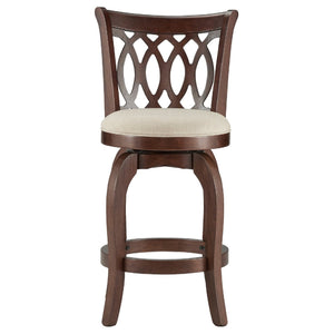 Homelegance By Top-Line Harvey Cherry Finish Scroll Back Swivel 24" Counter Height Stool Beige Rubberwood