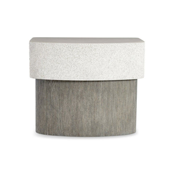 Bernhardt Monolith Sculptural Nightstand with Faux Stone Top, Wire‑Brushed Oak Base & Soft‑Close Drawer (94 chars) 343219