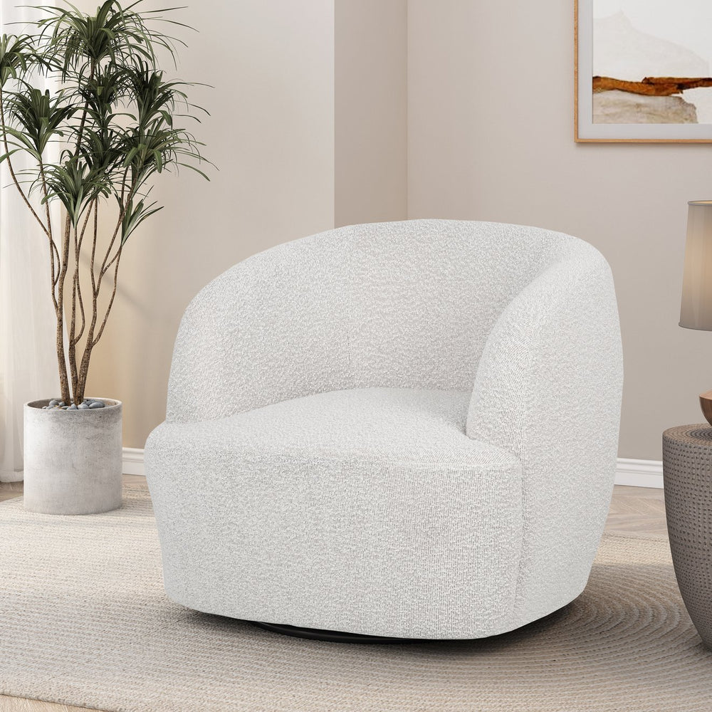 English Elm Swivel Accent Chair with 360 Degree Base Low Profile Seat for Office or Living Room 74240.00WHI