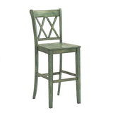 Homelegance By Top-Line Juliette X-Back Bar Height Chairs (Set of 2) Green Rubberwood