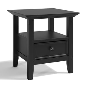 English Elm Amherst End Table - Handcrafted Black Wood Table With Storage Drawer & Transitional Design Style B136P158316